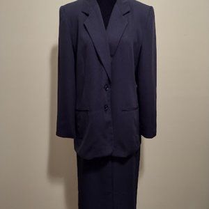 J.G. Hook, 2pc Skirt Suit, Navy Blue, Size-12, Dry Cleaned